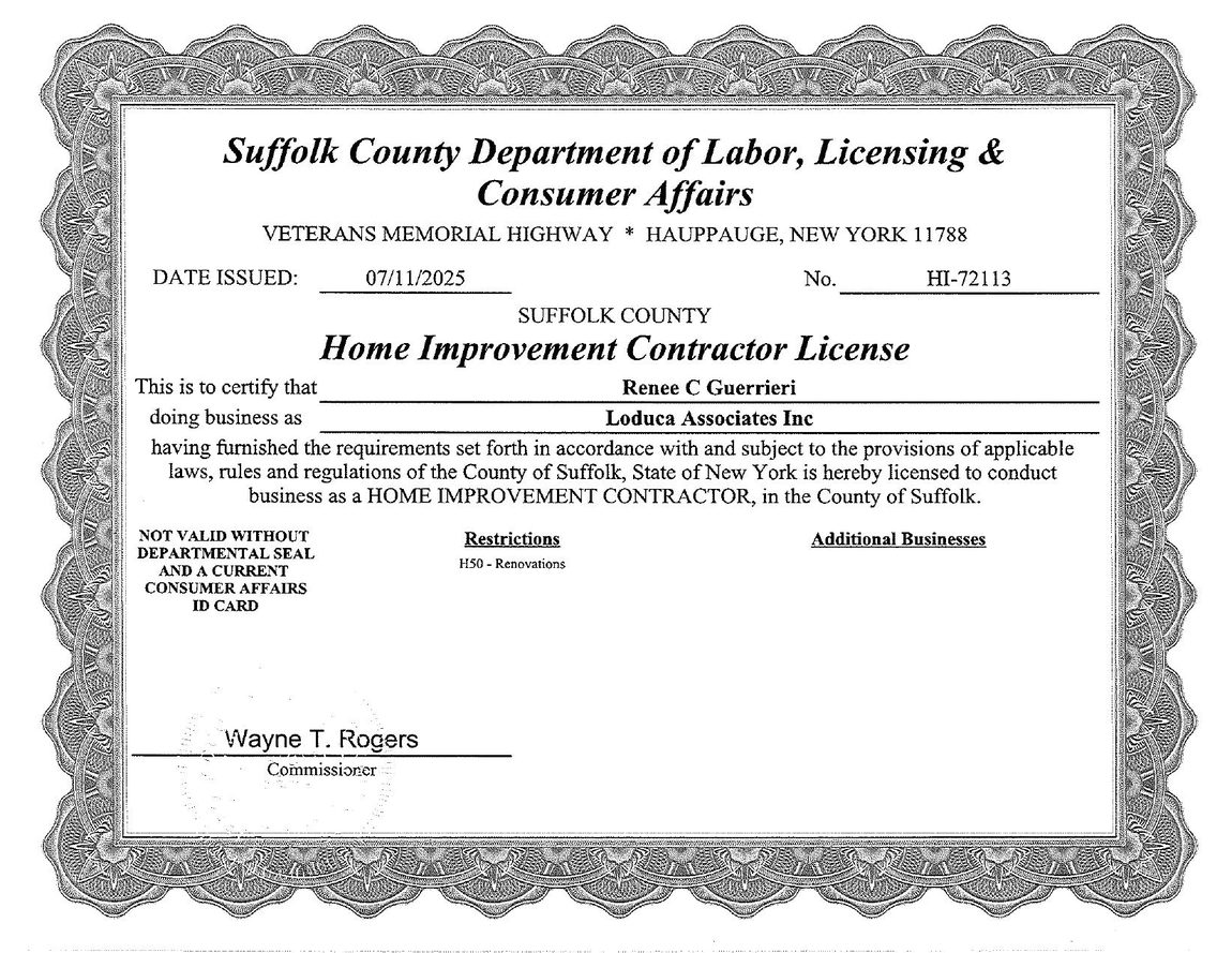 Suffolk County Home Improvement Contractor license