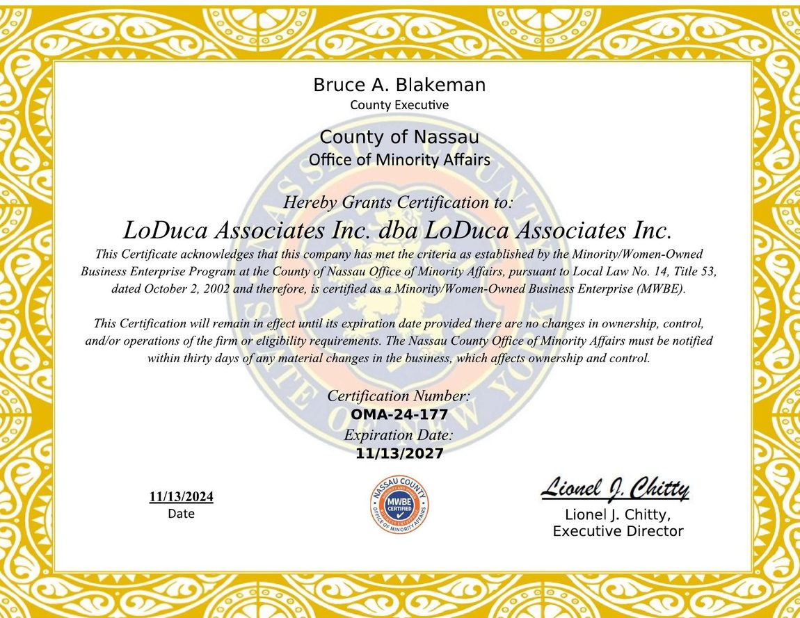 Nassau County Minority/Women-Owned Business Enterprise certification